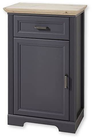 Stella Trading JASMIN Schuhschrank in Graphit, Artisan Eiche Optik - Landhausstil Schuhregal mit viel Stauraum für Ihre Schuhe - 65 x 102 x 41 cm (B/H/T)