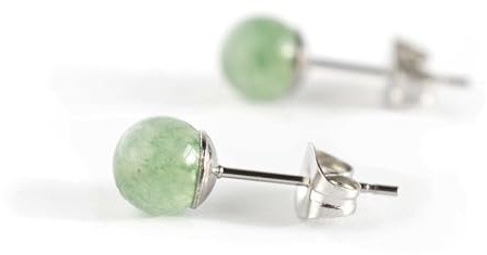 Grüne Aventurin-Ohrstecker - Hypoallergene Ohrringe aus Chirurgenstahl - Glücksgeschenke