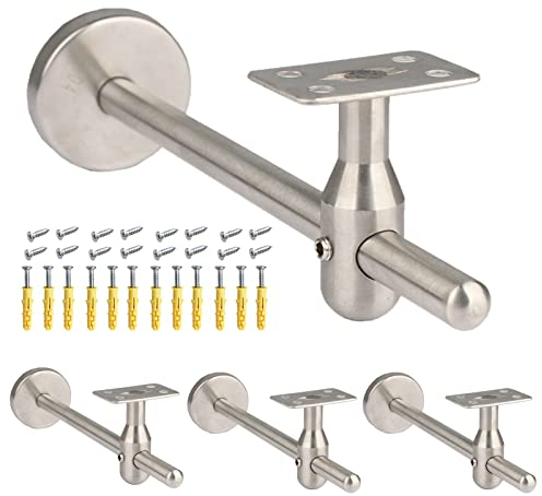 PHASFBJ 4 STÜCKE Hochleistungs-Treppe Handlauf Halterung, Edelstahl, Silber, Verstellbar, Geeignet Für Handlauf Aus Rundholz/Edelstahl/Aluminium, Length 200mm, Flat Plate