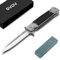 GVDV Couteau Pliant de Poche avec Poignée G10, 7Cr17 Acier Inoxydable Couteau de Survie avec Mécanisme de Sécurité, Couteau de Chasse Randonnée pour homme, Argent