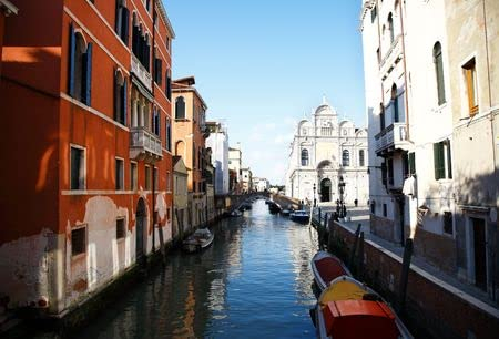 Acryl-Bild 100 x 70 cm: Bunte Aussicht auf den Kanal von Venedig.(7201972)