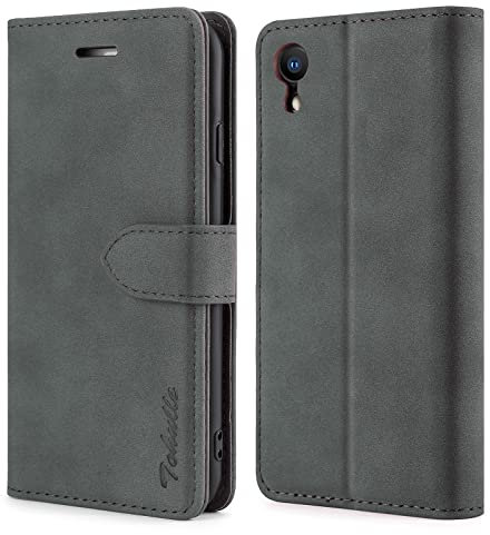 TOHULLE Case for iPhone XR, Premium PU Leather Wallet Case with Card Holder Kickstand Magnetic Closure Shockproof Flip Folio Case Cover for iPhone XR (6.1 Inch) - Grey