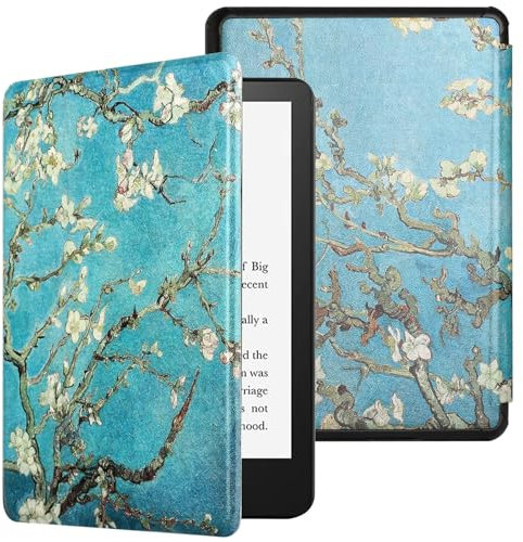 MOKASE Custodia per 6 pollici Nuovo Amazon Kindle 11a Generazione 2022 2024 Rilascio (Modello: C2V2L3 RS23CV), Pelle Sintetica Sveglia/Sonno Automatico Custodia con Cinghia a Mano, Blossom