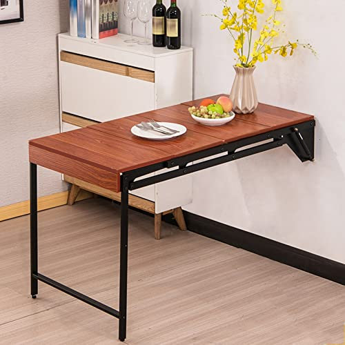 Wandmontierter Schreibtisch, Klappbarer Küchen-Murphy-Tisch, Multifunktions-Arbeitstisch, Schwebende Regale, Wandelbares Regal Ess-/Wäschetisch, Platzsparend Computertisch aus Holz ( Color : Teak )