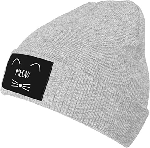 YINGD Strickmütze Meow Katzengesicht Warme Beanie Mütze Wintermütze Unisex für Männer Frauen, #630, One size