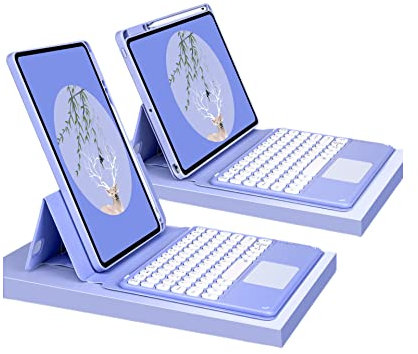 Funda con Teclado para iPad Mini 6 2021 8.3 Pulgadas (6ª Generación), Estuche Protector con Touchpad Inalámbrico Desmontable Keyboard Cover, Se Puede Girar 360°,QWERTY,Púrpura