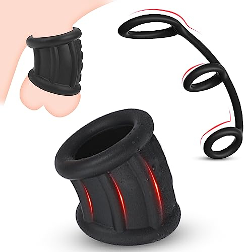 3-in-1 Cockringe Extrem Silikon Penisring & Hodensack Bondage Penishülle Penis Sleeve,Penis Ring Hodenring Hodenstrecker Ballstretcher,Männer Penisringe,Sex Spielzeug ab 18 für Paare Extrem