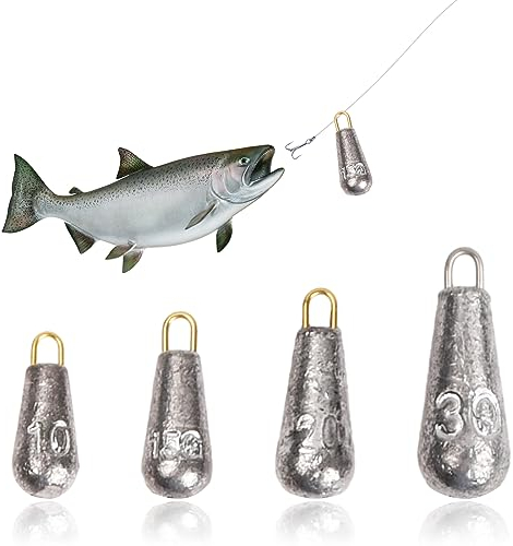 20 Stück Drop Shot Blei Set, Gewichte Grundblei Tropfenform Angelblei Birnenblei, 4 Verschiedene (10g/15g/20g/30g) Angelgewichte Kit