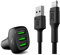 Green Cell® GC PowerRide 54 W KFZ-Ladegerät USB 3 Ports, Zigarettenanzünder, Ultra Charge kompatibel mit iPhone Samsung Galaxy Xiaomi + 1,2 m Lightning-Kabel Nylon Ladegerät Kabel für Apple iPhone