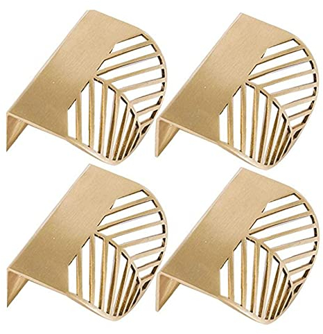 VIFERR 4 Stück Schrankgriffe Gold Möbelgriffe Blattform Schrankgriffe Küchentür Kupfer Schubladengriffe für Küche Badezimmer Schlafzimmer Möbel Kommode