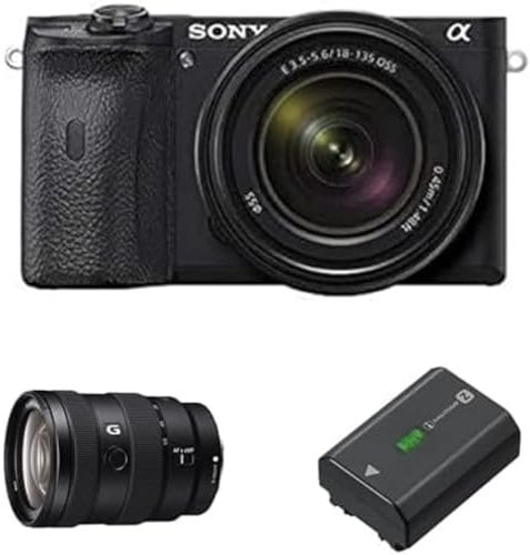 Sony Alpha 6600 APS-C Mirrorless Camera with Sony 18-135mm f/3.5-5.6 Zoom Lens + Travel kit including: E 16-55mm F2.8 G Lens and Rechargable Battery Pack
