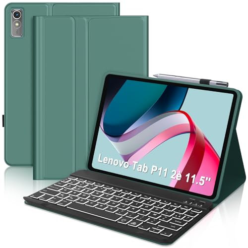 SENGBIRCH Clavier Bluetooth sans Fil 10.5 Pouces - Clavier Rétroéclairé 7 Couleurs AZERTY Français pour iOS iPad 11/Pro/Air, Mac, Tablette Android Samsung Galaxy, Xiaomi Pad 7, Huawei, Lenovo, Noir