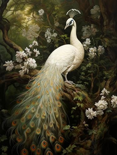Taxpy Abstrakte Wanddekoration Wunderschöner Pfau im Wald,40 * 60cm Leinwand Bilder Kunstdrucke Wandkunst Leinwand Malerei Poster