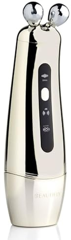 Beautifly B-Booster Aura Golden Anti Aging Skincare, Dermaroller 1.5 MHz, Massage Visage Avancé Avec Technologie DMA und EMS, Derma Roller, Appareil Massage Visage, Anti Falten