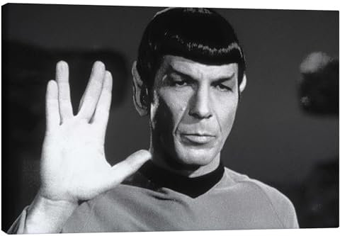 Posterlounge Mr. Spock - Star Trek Leinwandbild 30 x 20 cm Schwarz-Weiß Wandbilder Wanddeko