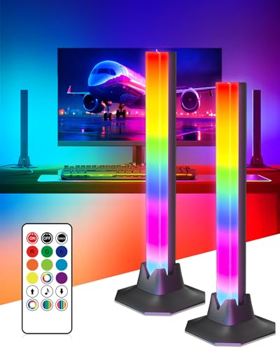 TobeBright RGB IC LED Smart Lightbar, 5W Remote Control Music Sync TV Light, DC 5V Intelligent Pickup Music Ambient Gaming Backlight, 8 Dynamic Modes Lamp, 16 Million Colors 5050 Lamp Beads, 2 Pack