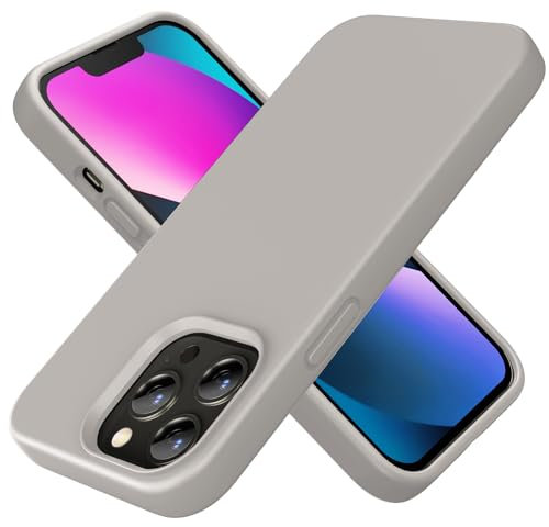 TIIXXE Silicone Case Compatible with iPhone 13 PRO Case Soft Ultra Slim Protective Shockproof Liquid Silicone Phone Case,Anti-Scratch Microfiber Lining, 6.1 rock grey