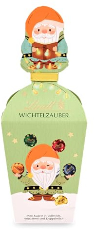 Lindt Schokolade | Wichtel Köcher | 150g | gefüllt mit festlicher Weihnachtsschokolade | niedliches Schokoladen-Geschenk im Weihnachtsdesign