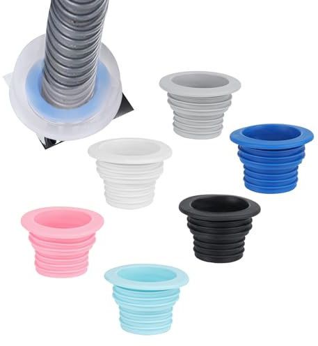 6 Stück Abflussrohrdichtung Schlauch, Dichtung Waschbecken Ablauf, Gummimanschette Siphon für Abflußrohr Siphon Dichtung Abflussrohr für Küch Bad Waschmaschine Abfluss Adapter, mit 6 Zierkappen
