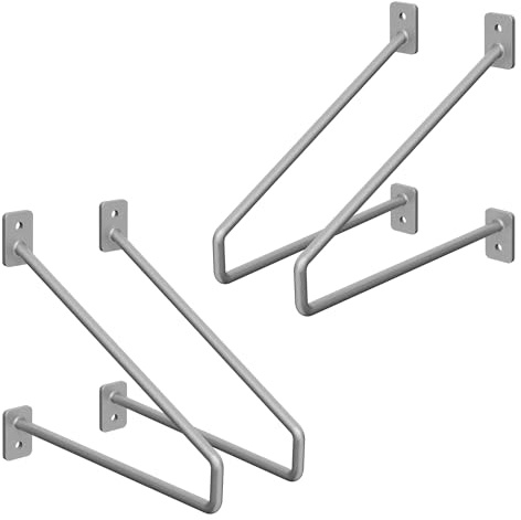 ML-Design 4 Stück Regalhalterung, 220 mm, Silber, aus Stahl, Haarnadel Regalhalterungen, Schwebe Regalwinkel, Hairpin Wandhalterung, Regalträger für Wandmontage, Industrielles Wandregal, Wandkonsole