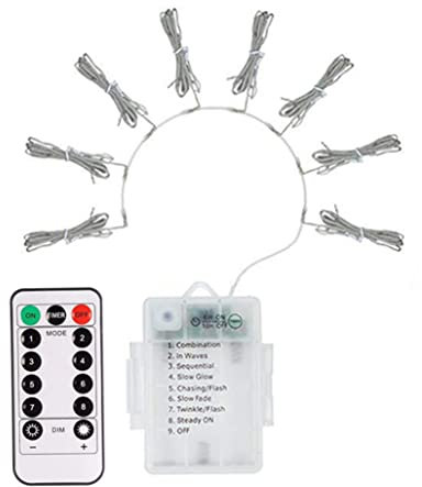 KYEQATY Parasol Lights Patio Umbrella Lights Gazebo String Lights Cordless Pole Light with Remote Control Timer Battery Operated Lamp String 104 LEDs