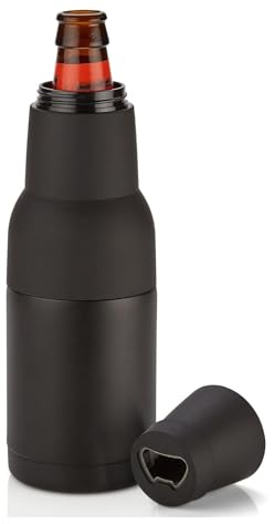 Beer Bottle and Can Cooler with Beer Opener | Stainless Steel Can Cooler Insulated | 12oz Double Wall Vacuum Insulated Can Bottle Cooler | Beer Bottle Cooler Keep Beverage Cold for Hours