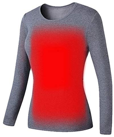 Beheizbare Unterwäsche Damen, 2024 Beheizte Thermo-Langarmshirt Elektrische Heizunterwäsche Elektrisch Beheizte Langarm T-Shirts Waschbare Elektrisch Beheizte Thermooberweste (Ohne Powerbank)