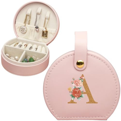 Bemaystar Travel Jewellery Box, Small jewellery box,Initial Jewellery Box,Gifts for Women,Travel gifts, Birthday Gift for Women,Girls,Friends
