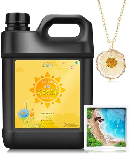 UV Harz - 2,000g Kristallklarer Kleber, Verbessertes Ultraviolett Härtendes Epoxidharz für die Schmuckherstellung, Harz Kunsthandwerk - Geruchsarmer UV Kleber Resin zum Gießen, DIY-Harzformen, Basteln