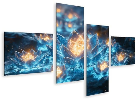 islandburner Primer cuadro sobre lienzo flores de cristal brillantes iluminan la oscuridad imágenes murales póster
