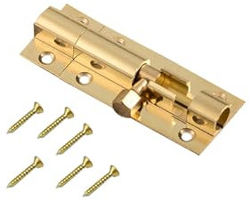 Leliafleury Door Bolt Lock 3 Inch Brass Door Latch Barrel Sliding Bolt Solid Security Lock Latch for Bathroom Bedroom Shed (Gold)