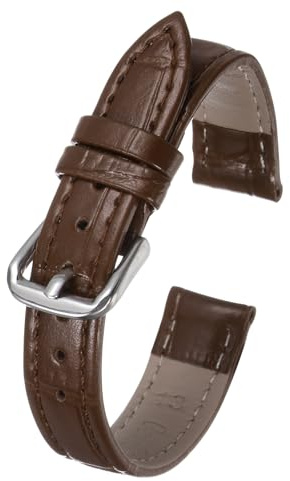 Kozelo Leder Uhrenarmbänder - [15mm] Schnellwechsel Rindsleder Uhrenarmbänder Ersatz mit 4 Stück Federstege für Männer und Frauen, Geprägtes Muster, Braun