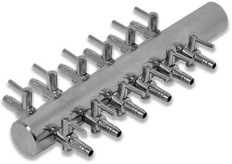 eco-filtration Stainless Steel Multi-Way Air Manifold 10 Outputs for Aquarium Air Pump | 10mm Airline Fit, Corrosion-Resistant Connector for Aquariums, Pond Air Pumps & Hydroponic | Barbed Fitting