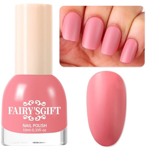 Matte Nail Polish Air Dry Nail Lacquer for Nail Art Varnish, Mist Effect Matte Finish Velvet Nail Polish, 0.35 fl oz (Cherry Pink-13, 10 ML)