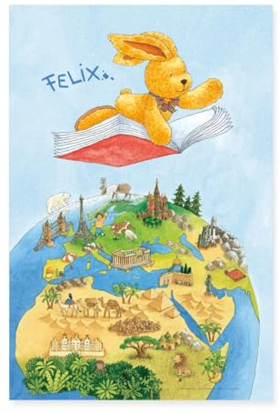 Spreadshirt Felix der Hase Auf Der Reise Um Die Welt Poster 40x60 cm