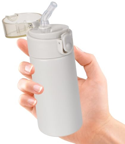 Piccola bottiglia d'acqua da 150 ml con cannuccia, design aperto con una sola mano, in acciaio inox 304, a prova di perdite, mantiene caldo e freddo per 6-12 ore, portatile per caffè