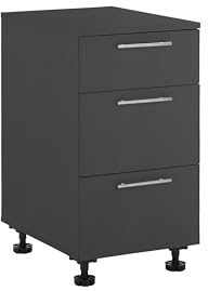 Laundreezy Unterschrank Schubladenschrank Anthrazit 50 x 92 x 68 cm (B/H/T) | Schrank mit 3 Schubkästen, Softclose-Funktion, für Waschküche, Hauswirtschaftsraum, Keller oder Bad