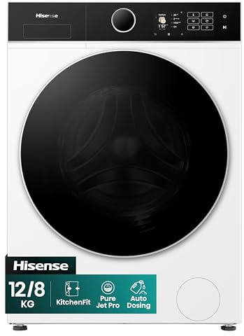 Hisense 5i KitchenFit Series Washer Dryer 12kg/8kg WD5I1245BWR, Auto Dosing, WiFi Connected, Steam Function, 1400rpm, LED Display, White