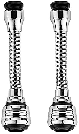 Gebildet 2 Pack 360 Degree Big Angle Swivel Faucet Aerator, High Pressure Bathtub Nozzle Rotate Replacement, for Home Kitchen Bathroom Sink Tap Head (with Movable Hose Adapter Attachments)