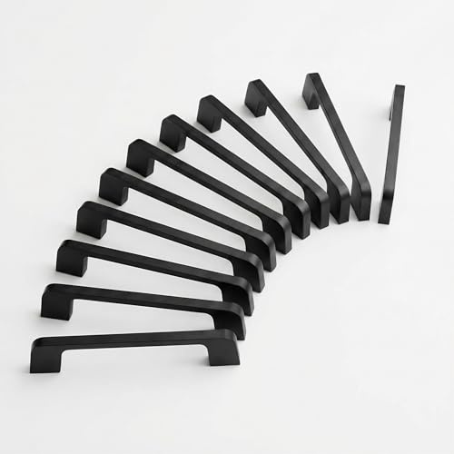 tarkenstin 10 Stück Möbelgriffe Schwarz mit Lochabstand 128mm Schrankgriffe Modernes. Edelstahl Schubladengriffe Küchengriffe Langlebig und Leicht zu Reinigen für Küchenschrank Möbel