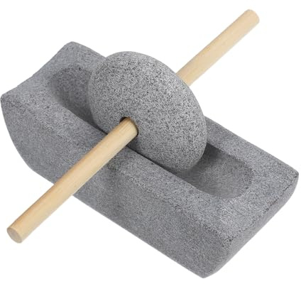 LIFKOME Traditionelle Manuelle Steinmühle 12cm Kompakter Gewürz und Teemahlstein Handbetriebene Küchenmühle für Kaffee und Kräuter