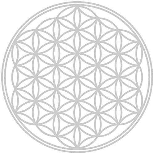 Samunshi® Lebensblume Wandtattoo Blume des Lebens Aufkleber Wandbild Blumen Wandsticker Yoga Sticker Wanddeko 40 x 40cm silbermetalleffekt
