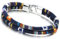 COOLSTEELANDBEYOND Blu Navy Due Filo Tribal Tibetano Handmade Cotone Braccialetto, Uomo Donna Ragazzi Bracciali da Avvolgere