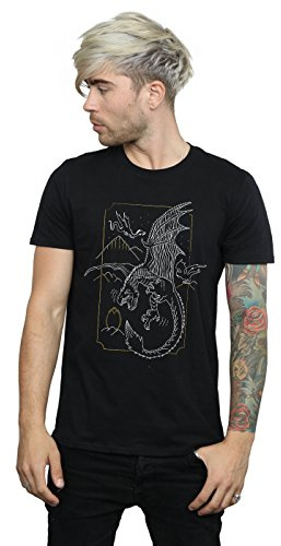 Harry Potter Men's Dragon Line Art T-Shirt Black XXX-Large
