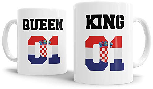 Tassendruck Flaggen-Tasse King & Queen - Kroatien - Pokal/Mug/Cup/Becher/WM/Pärchen/Paare/Freunde/Beste Qualität - 25 Jahre Erfahrung