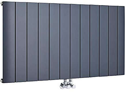 Milano Skye Anthracite Horizontal Single Flat Panel Aluminium Radiator - 600mm x 1135mm