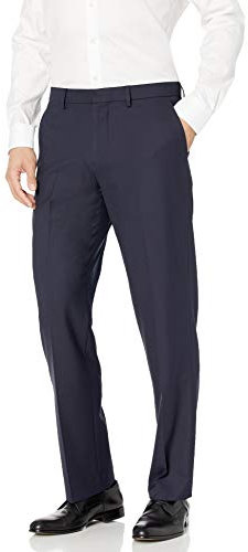 Amazon Essentials Pantalón de Vestir Elástico Resistente a Las Arrugas y con Corte Clásico Hombre, Azul Marino, 34W / 29L
