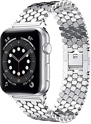 Metallarmband für Apple Watch, 38 mm, 40 mm, 41 mm, 42 mm, 44 mm, 45 mm, 49 mm, Edelstahl-Gliederarmband für Apple Watch Serie 8 Ultra 7 6 SE 5 4 3 2 1, Silber 42 mm 45 1 1 MM 49MM