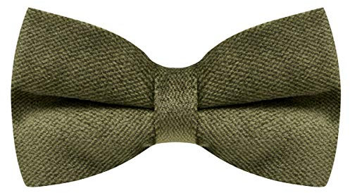 King & Priory Luxury Olive Green Textured Velvet Pre-Tied Bow Tie