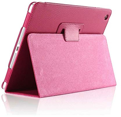 Leather Flip Stand Folio Case Plain Cover for Apple iPad Air 1,2,5th,6th Gen 9.7 (For Apple iPad (6th Generation), Pink)